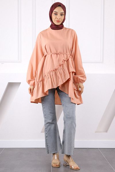 İmajButik Salmon Skirt Layered Ruffle Tunic