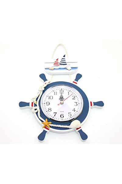 Store Ahşap Marin Dümenli Saat 32*21 Cm