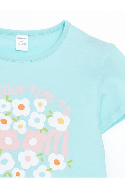 LC Waikiki Bedrucktes Mädchen-T-Shirt mit Rundhalsausschnitt