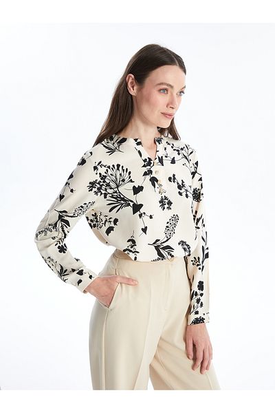 LC Waikiki Wacky Collar Floral Long Sleeve Women's Blouse