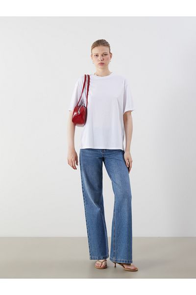 LC Waikiki Tricou de damă oversize cu imprimeu cu gât crew