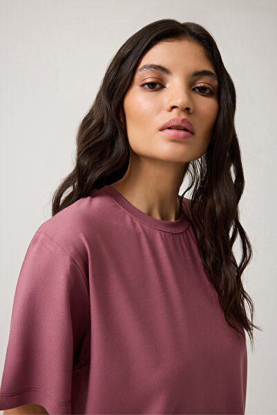 Los Ojos x Melodi Βουργουνδί Oversize Μπλουζάκι Boyfriend T-Shirt