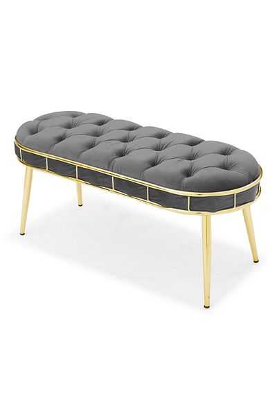 Casafun New Master bench, velvet fabric, gold metal legs, 105 cm x 45 cm x 45 cm