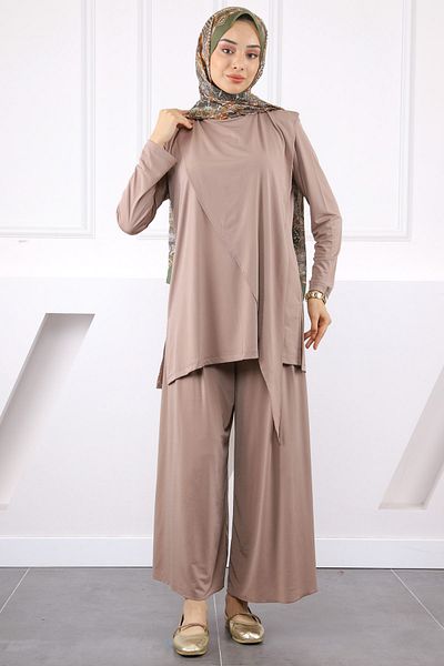 İmajButik Σετ παντελονιού με λεπτομέρεια μπροστινού βιζόν Sandy