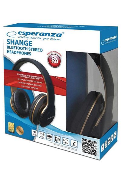 ESPERANZA Esperanza Shange Stereo Headphones, bluetooth, foldable, microphone (Black/Gold)