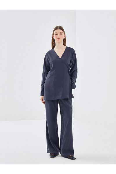 LC Waikiki Straight Wide Leg Women's Trousers with Elastic Waist