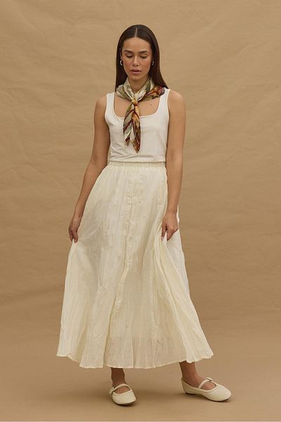 Fahhar Pleated Crash Skirt White
