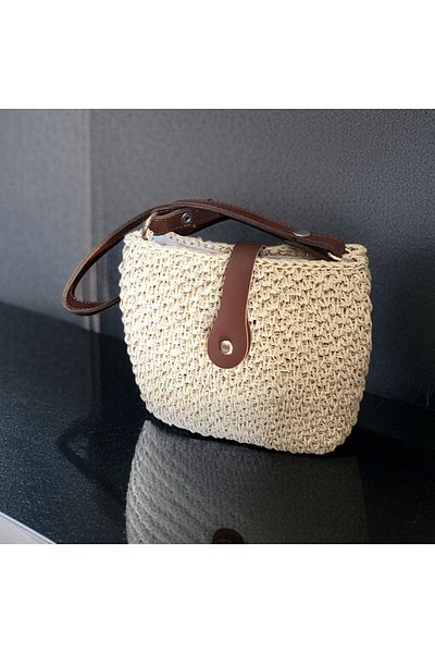 By G Tasarım Straw Color Paper Rope Shoulder Bag