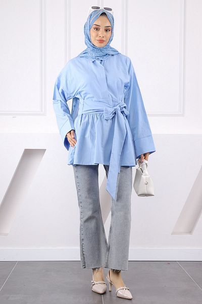 İmajButik Βρεφικό μπλε τουνίκ με ζώνη μέσης