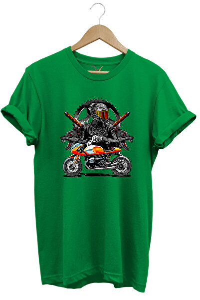 WİDİ Μπλουζάκι μοτοσικλέτας Katana Motor Wolf και Biker με τυπωμένο κανονικό μπλουζάκι από 100% βαμβάκι