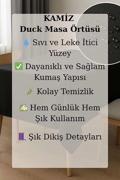 KAMİZ Duck Fabric Table Cloth - Water and Stain Repellent |   Durable, Modern Design