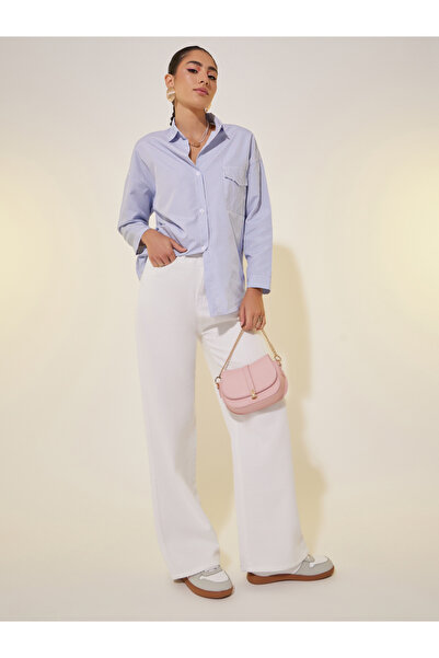 Styli بنطال جينز واسع الساق متوسط الارتفاع