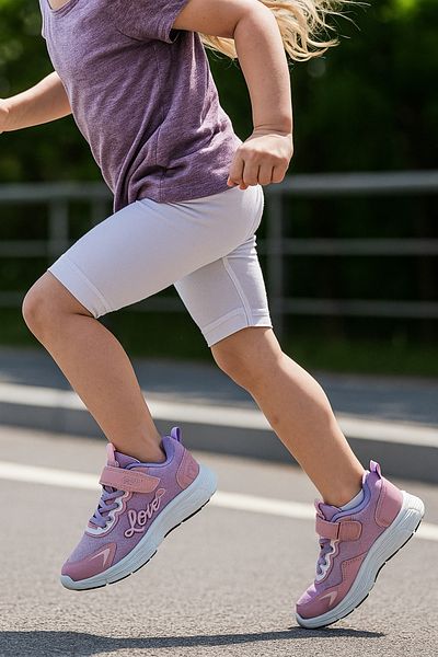 JOJO KIDS pantofi sport cu velcro cu talpă ortopedică roz pentru fete, pantofi de alergare din plasă