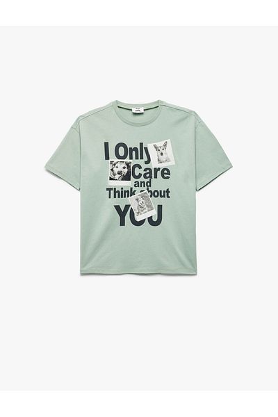 Koton Tricou cu mânecă scurtă din bumbac cu imprimeu pentru pisici și câini