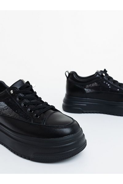 Kalapod Pantofi sport dama negri din piele ecologica si material textil Monai