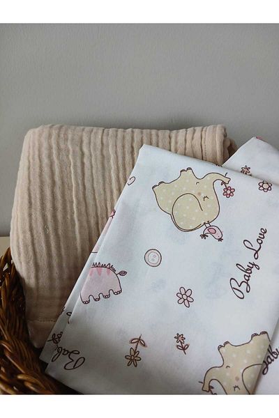 LEBUAS 100% Organic Cotton Newborn Baby Sheet and Muslin Blanket Set