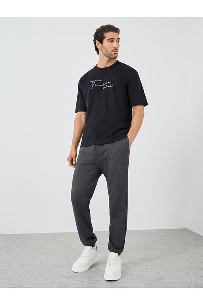 Styli Slim Fit Rib Cuffed Joggers with Drawstring