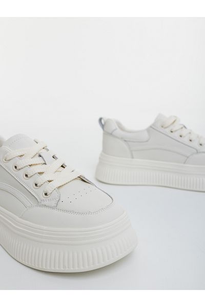Kalapod Women's white sports shoes made of natural leather Fayla