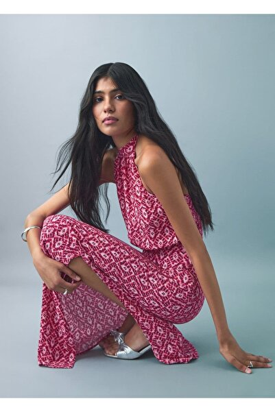 Mango Teen Halter yaka desenli elbise