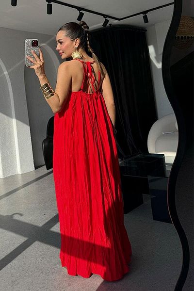 Sachistanbul Crinkle Fabric Dress with Strap