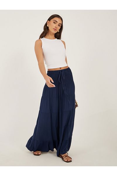Styli Smocked Tiered A-Line Maxi Dress