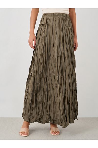 Styli Textured Elasticated Waistband A-Line Maxi Skirt