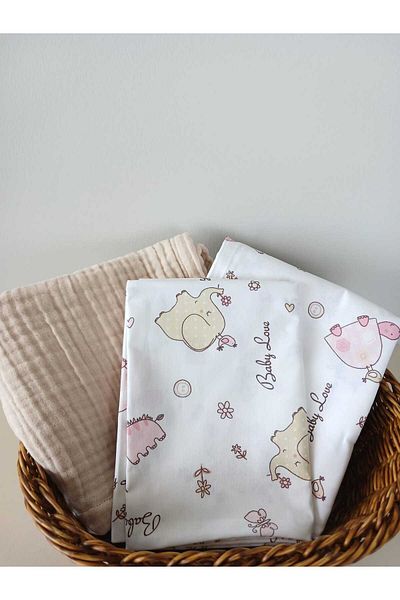LEBUAS 100% Organic Cotton Newborn Baby Sheet and Muslin Blanket Set