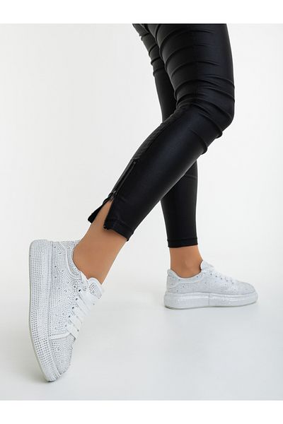 Kalapod Women's white textile sports shoes with Dafara applications
