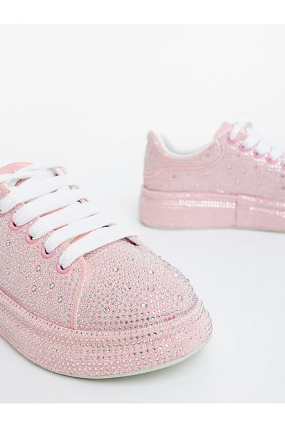 Kalapod Women's pink textile sports shoes with Dafara applications