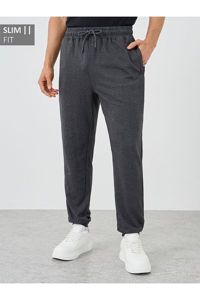Styli Slim Fit Rib Cuffed Joggers with Drawstring