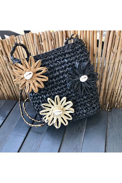 By G Tasarım Black Raffia Rope Floral Bag