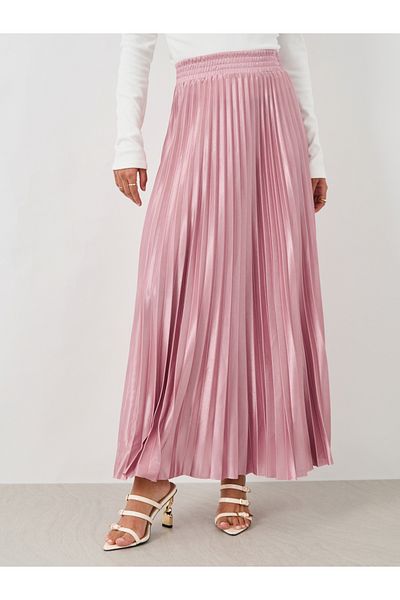 Styli Pleated Elasticated Waistband A-Line Maxi Skirt