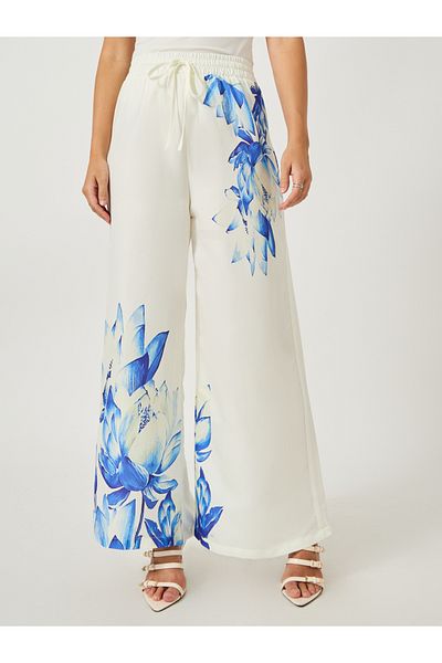 Styli Floral Printed Wide Leg Pants with Elasticated Waistband