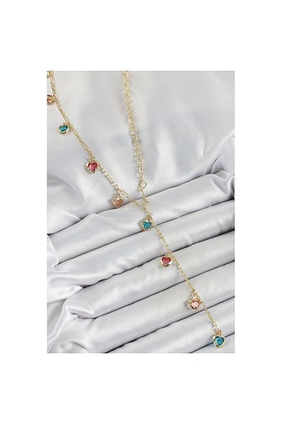 Skygo Brass Assortment Heart Model Gold Color Zircon Stone Y Necklace - Tj-Bko10248