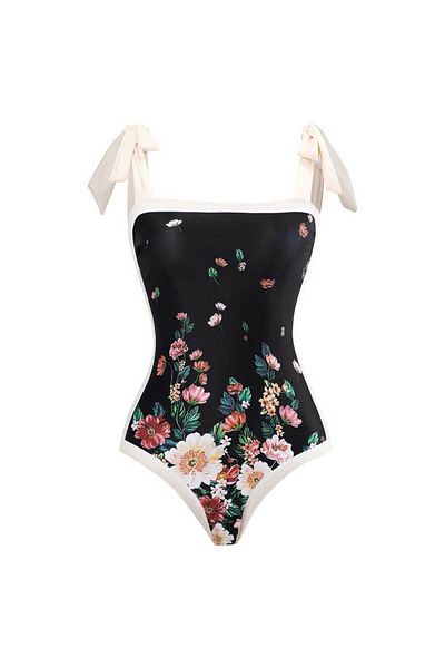 Eros Zone Premium One Piece Swimsuit With Matching Skirt, Floral Print, Size S, Floral Muse