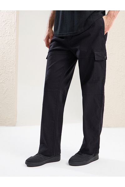Styli Premium Panelled Stretch Slub Woven Cargo Relaxed Pants