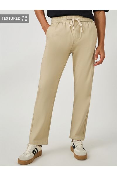 Styli Cotton Slub Textured Relaxed Fit Trousers