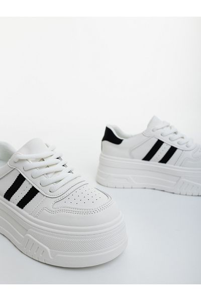Kalapod Women's white and black sports shoes made of ecological leather Devasha