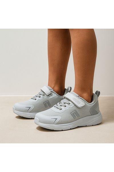 JOJO KIDS pantofi sport cu velcro cu talpă ortopedică albă pentru copii unisex, pantofi de alergare din plasă