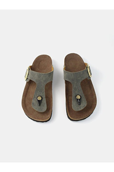 MAGGIO Khaki Flip Flops Comfortable Sole Women's Slippers