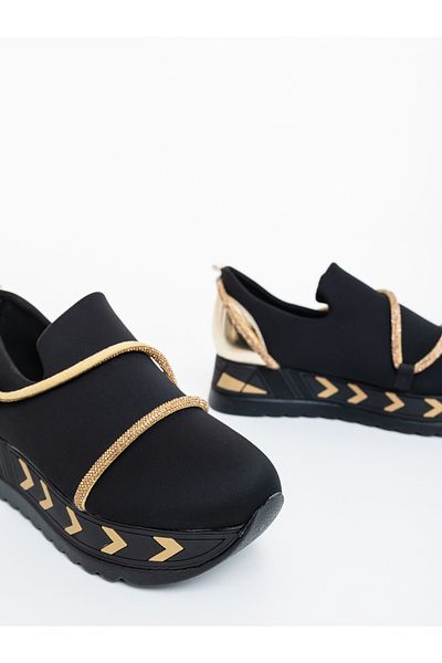 Kalapod Pantofi sport dama negri cu auriu din material textil Sayna