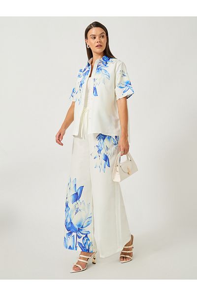 Styli Floral Printed Wide Leg Pants with Elasticated Waistband