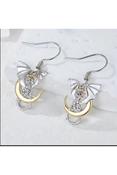 ORGANICYOU أقراط GANZU الأنيقة على شكل قمر وديناصور للنساء