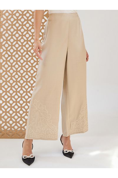 Styli Embroidered Wide Leg Tailored Pants