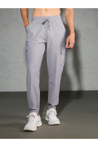 Technosport By Styli Solid Regular Fit Cargo Joggers with Drawstring