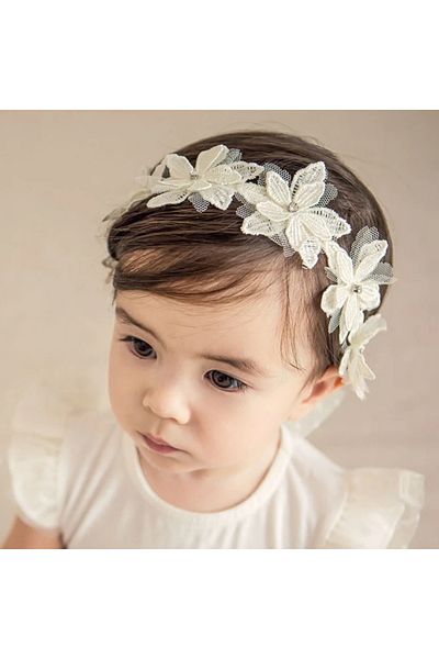 GlassySKY Stylish Princess Style Floral Lace Headband for Girls - Comfortable Elastic