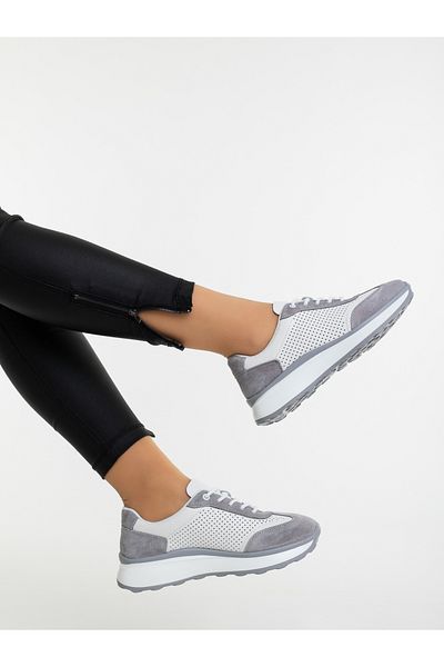 Kalapod Pantofi sport dama gri din piele naturala Ivoria