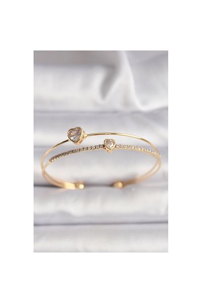 Skygo Brass Gold Color Zircon Stone Heart Model Women's Bracelet - Tj-Bb6529