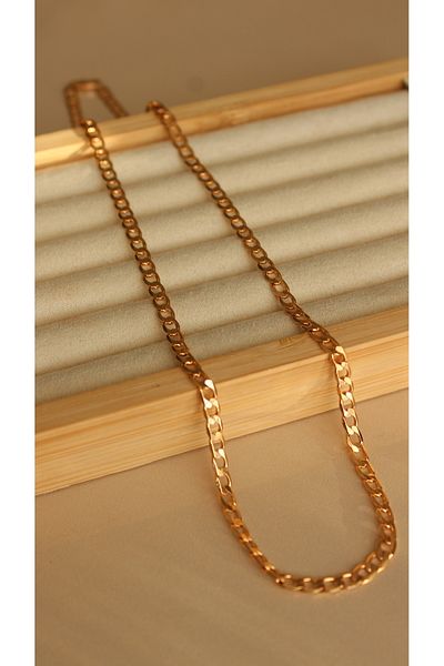 Tişt Accessory Xuping Rose Color Unisex Figaro Chain with Ring Thin Chain (50 cm)Steel Necklace