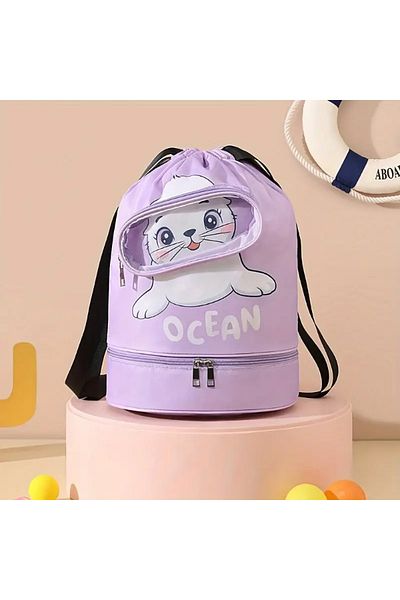 GlassySKY Swimming Bag, Cute Backpack Beach - Sea - Pool - Sports (with Wet Clothes and Shoe Compartments)